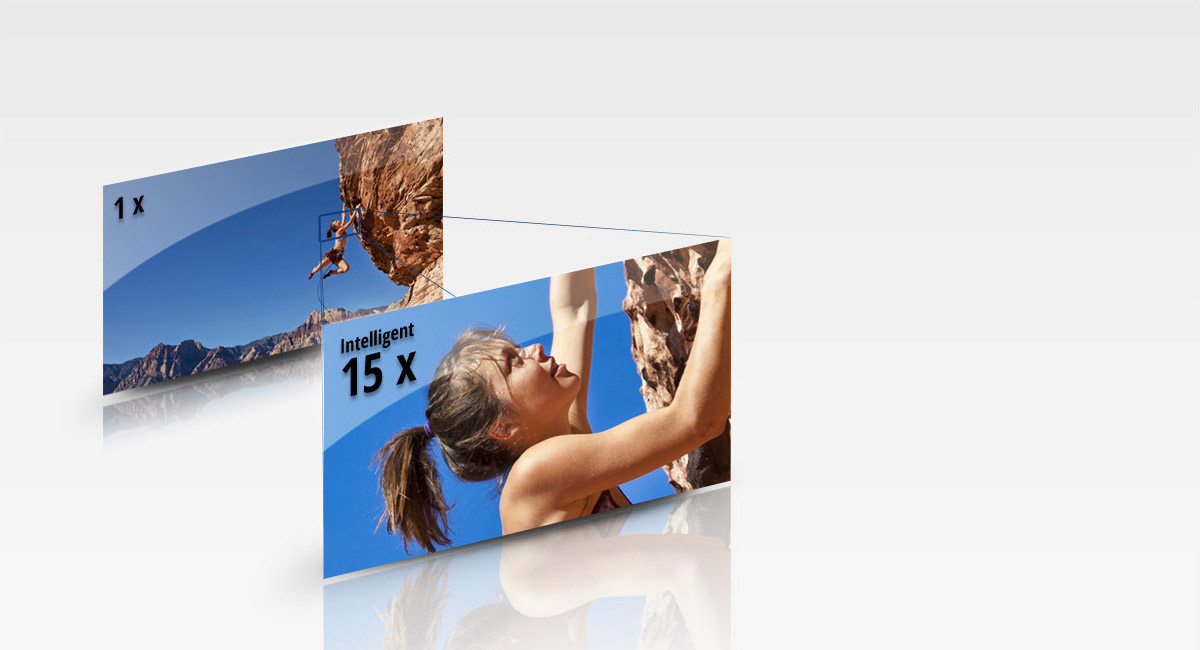 Intelligent 15x Zoom with
Active Image Stabiliser