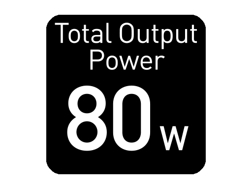 Całkowita moc wyjściowa 80 W
