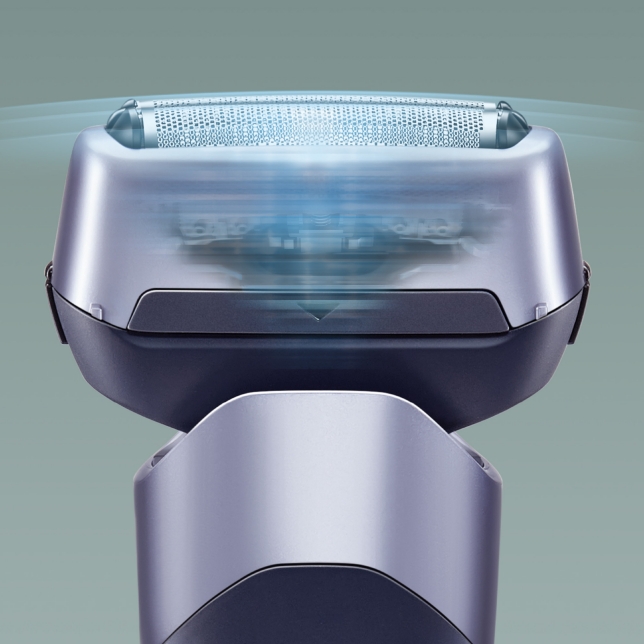 Rakhuvudet sett framifrån med visuell effekt som illustrerar rakningsprestanda i hög hastighet