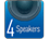 4 högtalarelement (2 woofers/2 tweeters)