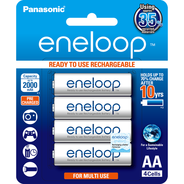 Photo of eneloop AA Ni-MH Pre-Charged Rechargeable Batteries, 4-Pcs
