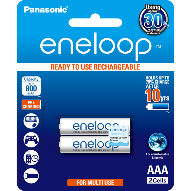 Photo of eneloop AAA Ni-MH Pre-Charged Rechargeable Batteries, 2-Pcs
