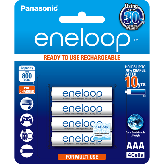 Photo of eneloop AAA Ni-MH Pre-Charged Rechargeable Batteries, 4-Pcs