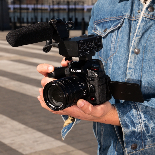 LUMIX GH7 with the DMW-XLR2 and a microphone