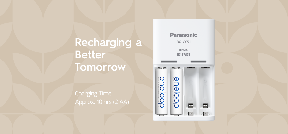 Front view product photo of the Panasonic K-KJ51MC20T2 Eneloop wall-charging unit