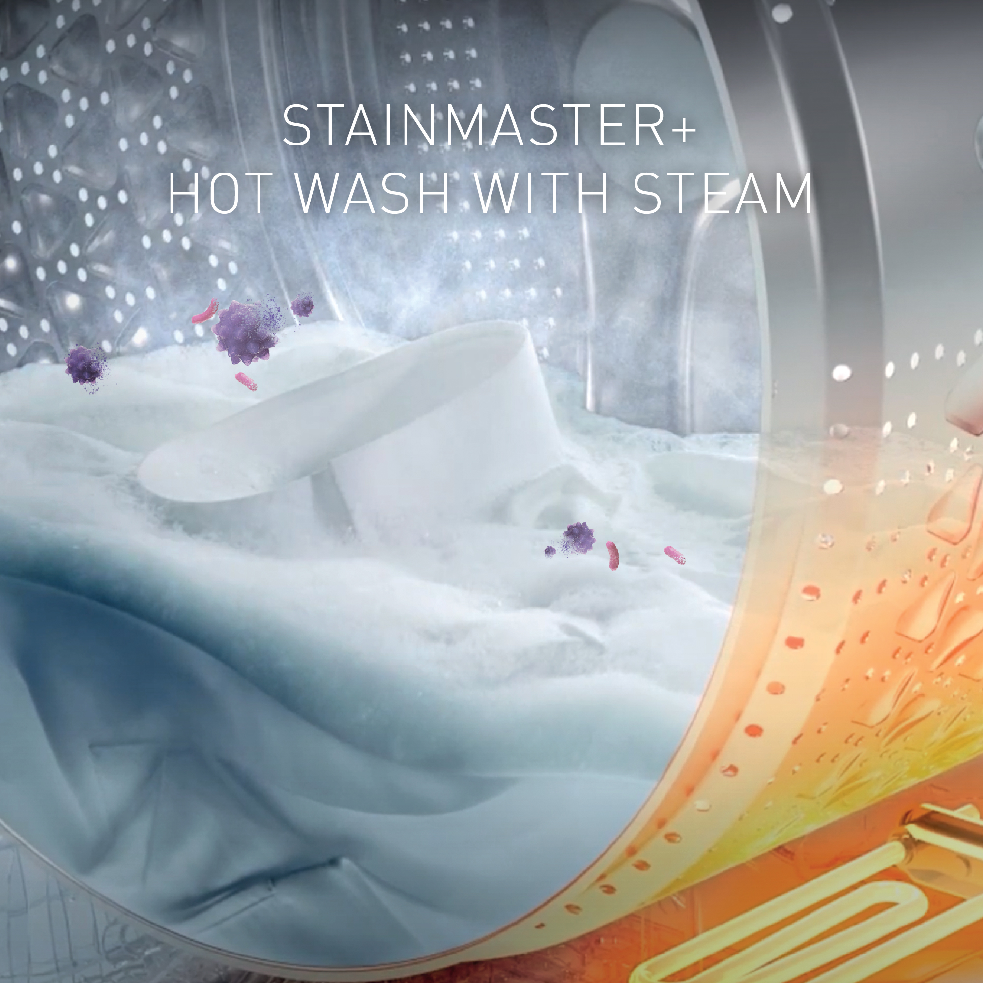 Steams Away 99.99%*³ of Bacteria & 99%*³ of Allergens