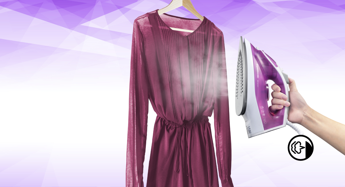 Remove wrinkles from hanging garments