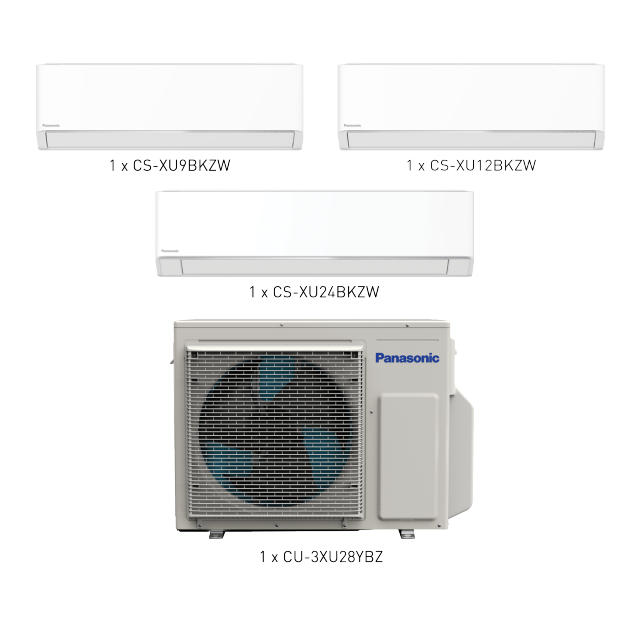 Photo of ZZP-SG0103G Panasonic XU Series Multi Split System-3 (BKZW) 9K + 12K + 24K BTU