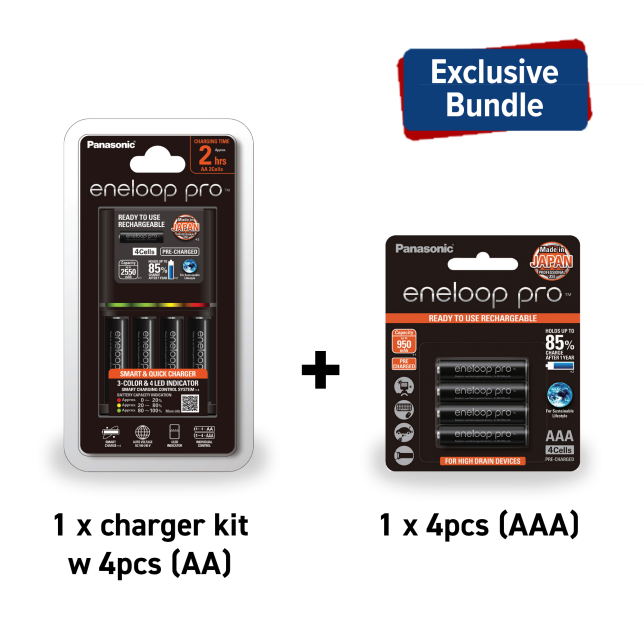 Photo of 1 Set of Eneloop Charger + 4pcs of Eneloop Pro AA + 4pcs of Eneloop pro AAA Rechargeable Batteries ZZP-SG5003B