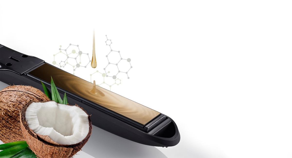 แผ่นหนีบเคลือบด้วย Keratin และน้ำมันมะพร้าว