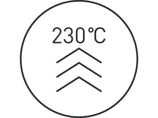 อุณหภูมิสูงสุด 230 °C
