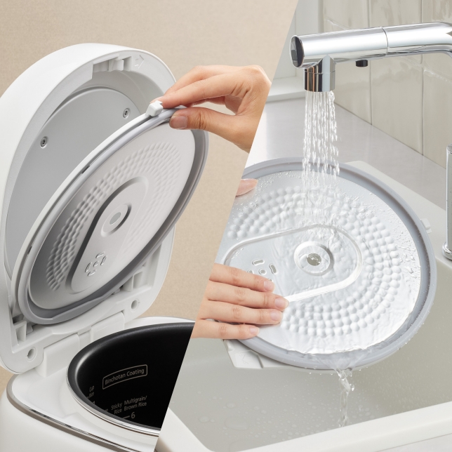 ฝาปิดด้านในสามารถถอดได้เพื่อการทำความสะอาดที่ง่ายดาย