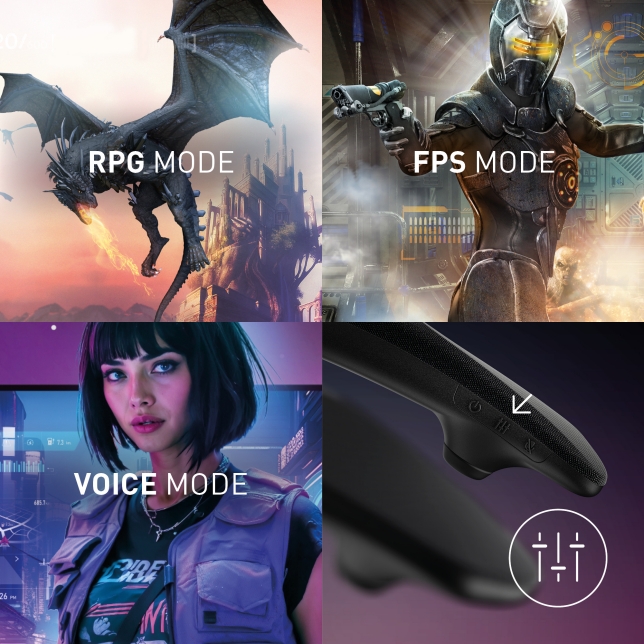 SC-GNW30 mode button with icons for TV, RPG, FPS, and Voice presets.