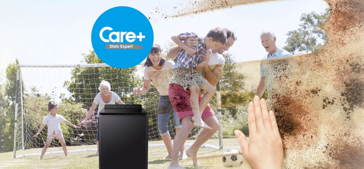 Care+ Stain Expert removes all sort of stains thoroughly from clothes even for big families with lots of laundry