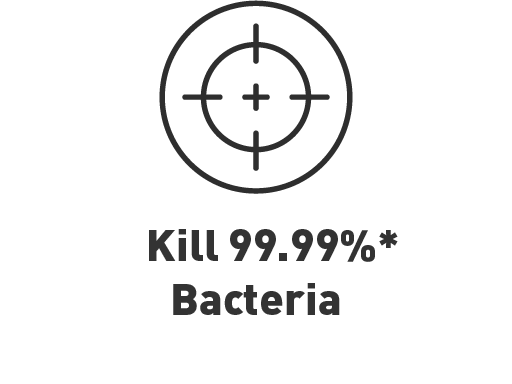 Kill 99.99%* Bacteria