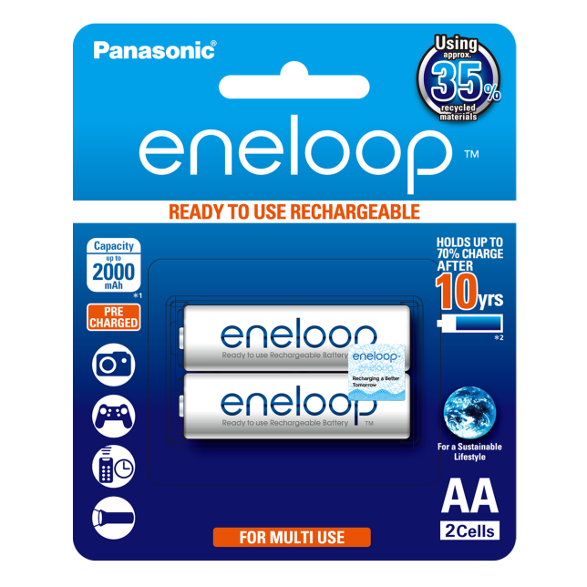 Hình ảnh của Pin eneloop AA Ni-MH, 2 viên: Pin sạc sẵn có thể sạc lại sản phẩm