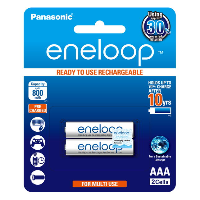 Hình ảnh của Pin sạc sẵn eneloop có thể sạc lại AAA Ni-MH, 2 viên sản phẩm