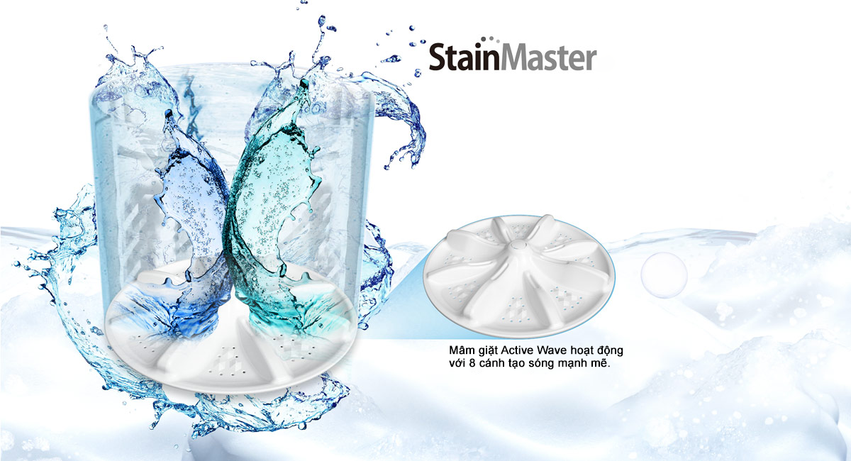 Mâm giặt Active Wave tạo hiệu quả chà xát áo quần tối ưu