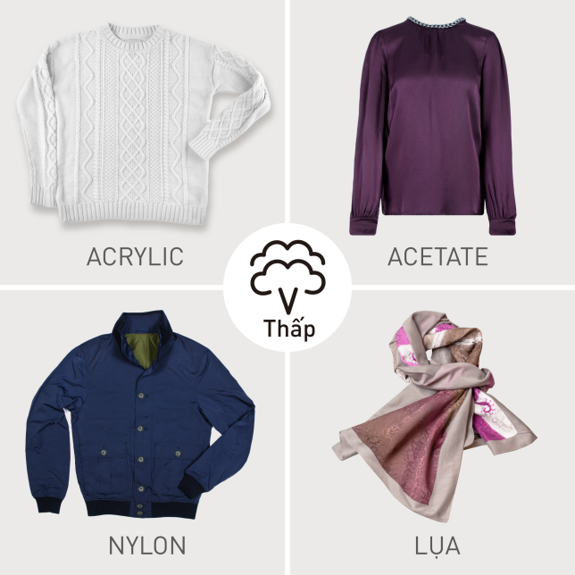 Chế độ hơi nước thấp cho Acrylic, Acetate, Nylon và Lụa