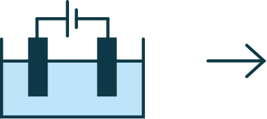 An illustration depicting the electrolysis of saline water An illustration depicting the electrolysis of saline water