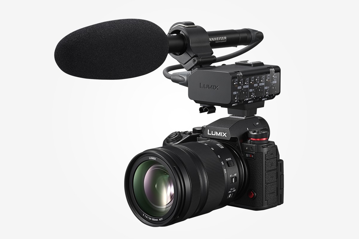 LUMIX S1IIE with the DMW-XLR2 and a microphone