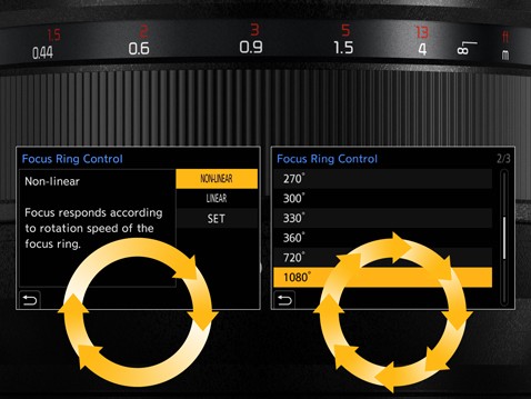 UI screens for NONLINEAR and LINEAR control