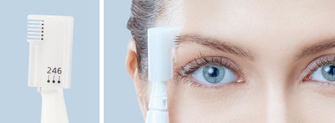 Der Augenbrauen-Kammaufsatz bietet 3 Längeneinstellungen