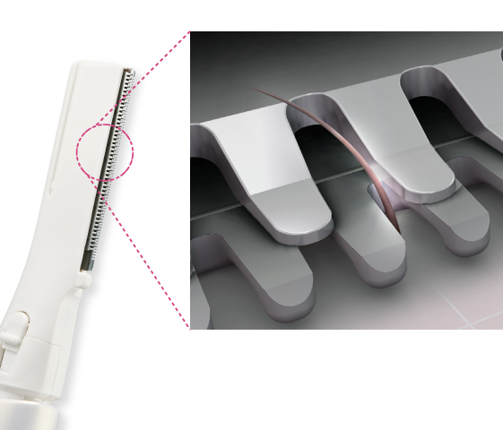 Abgerundete, schmale Klingen für eine gründliche, aber hautschonende Rasur