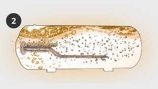 នៅពេលទឹកឡើងកម្ដៅ កំទេចទាំងនេះនឹងអណ្ដែតចេញជុំវិញ ដែលអាចបង្កឱ្យមានសំឡេង