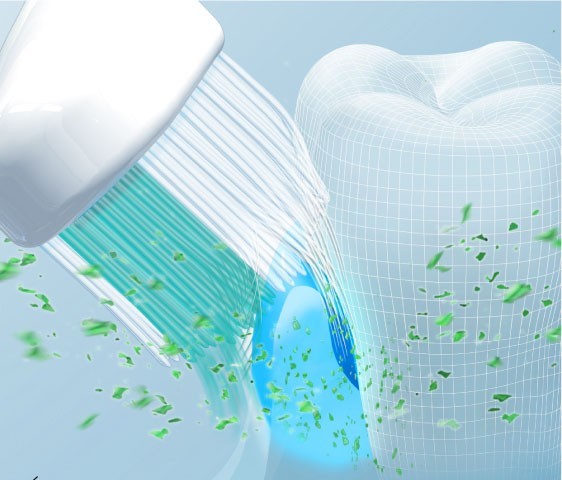 Extra-fine bristles reach deep into periodontal pockets to remove plaque
