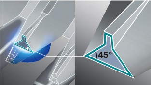 Acute 45˚ blade edge